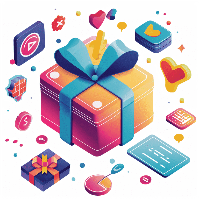Colorful illustration of a special offer gift box surrounded by ChatGPT plugin symbols.