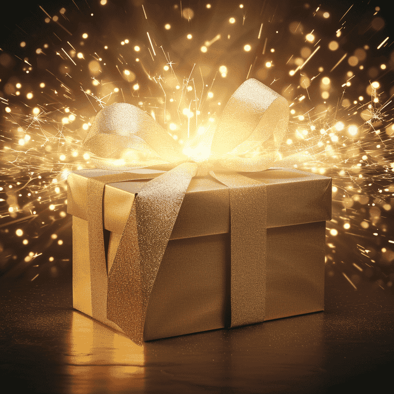 Inviting image of an open gift box with a radiant glow, symbolizing a special and exclusive offer.