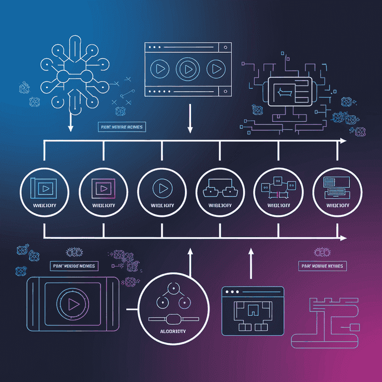 Infographic depicting a timeline of AI algorithms improving video quality with machine learning and data analytics.