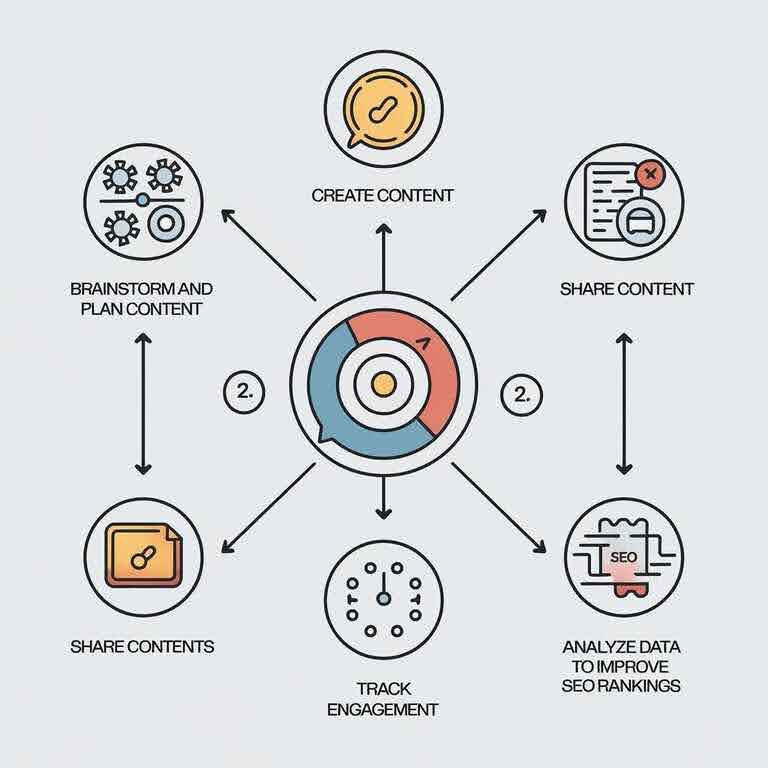 A flowchart illustrating the process of using social media engagement to optimize SEO rankings.