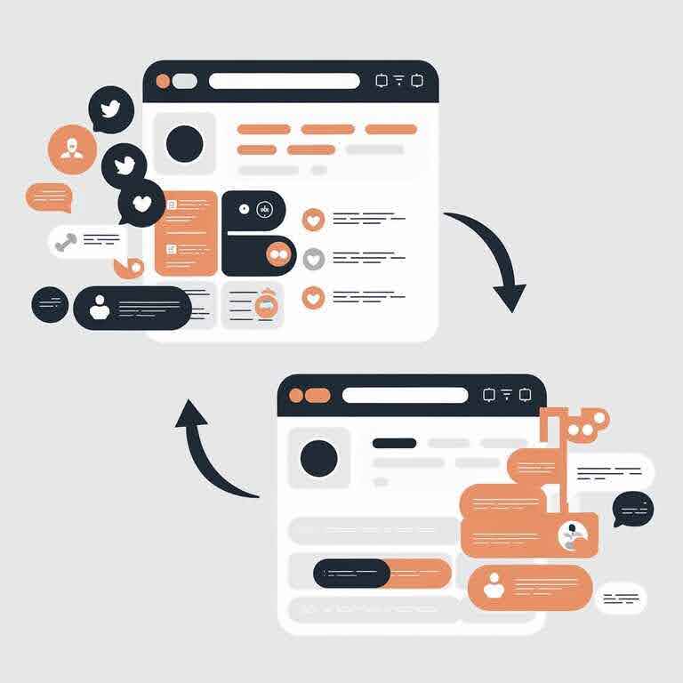 A comparison of two business profiles showing the impact of social media engagement on search engine rankings.