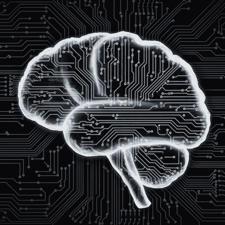 AI analytics integration concept with digital brain design