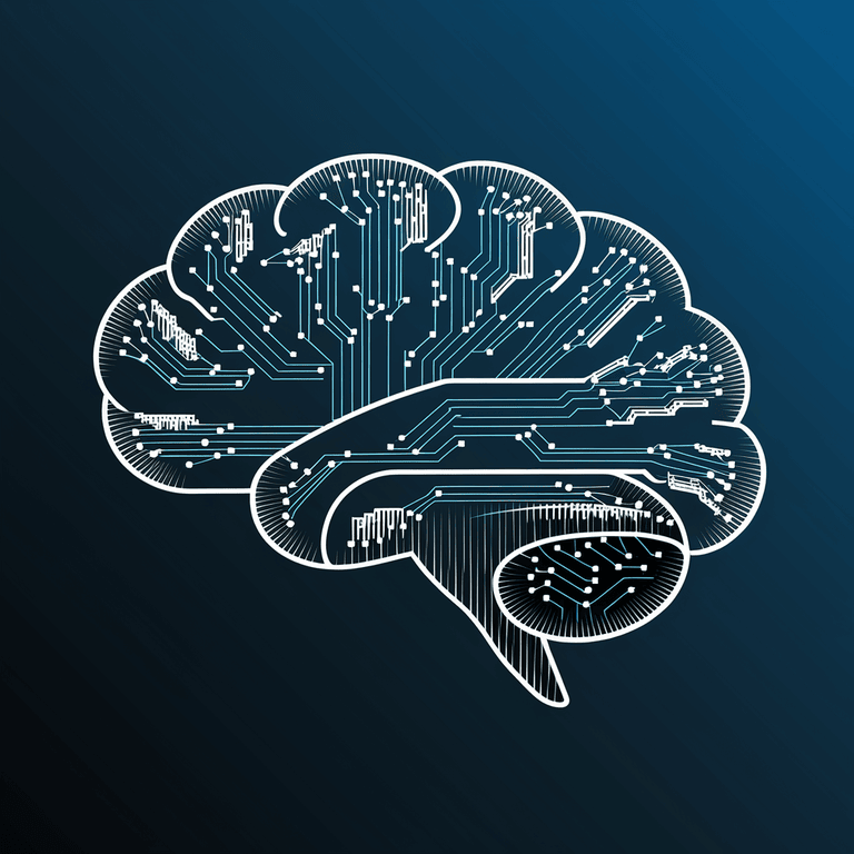 AI brain connected to a webpage, symbolizing the automation of author schema implementation.