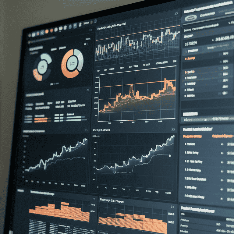 A computer screen showing AI-generated analytics graphs and data, representing the measurement of success in local SEO.