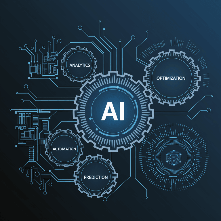 Futuristic representation of AI technology evolving for transcript SEO.