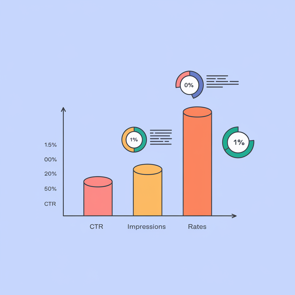 Bar graph showing metrics like CTR, impressions, and conversion rates to measure Brand SERP optimization success.