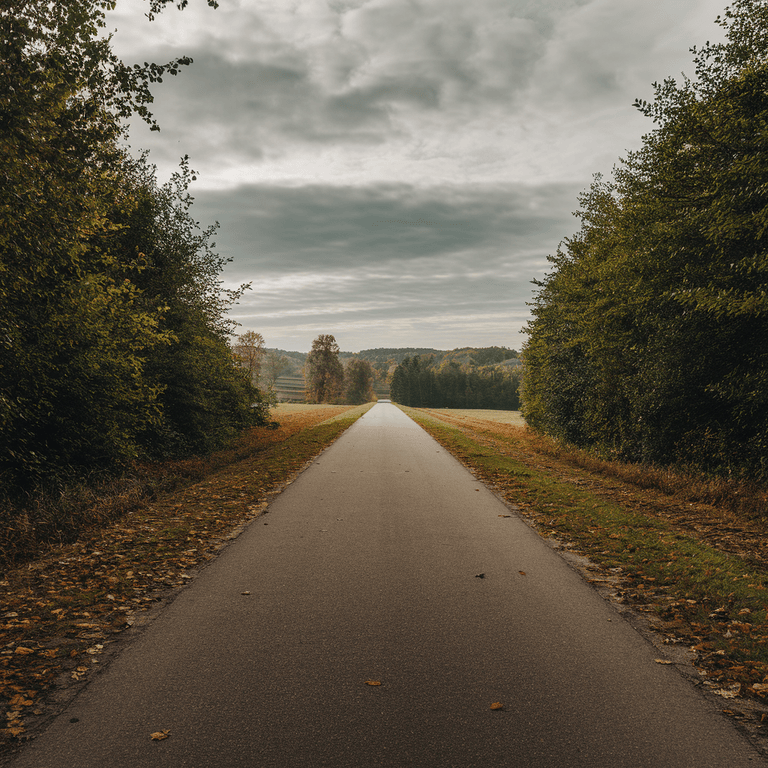 Clear path leading into the horizon with an AI icon, symbolizing future advancements.