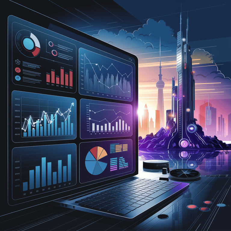 AI-powered competitor analysis dashboard with graphs and data.