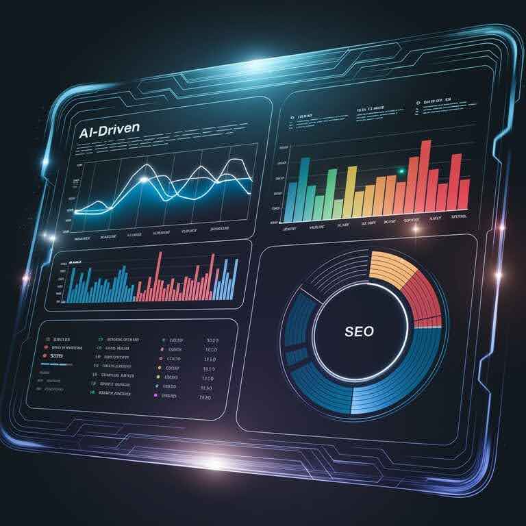 AI-powered dashboard displaying SEO analytics and user experience metrics for SaaS product pages.