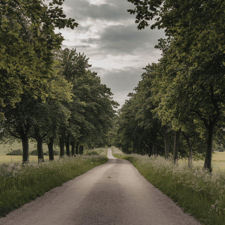 A peaceful pathway leading through a calm landscape, symbolizing the journey ahead.