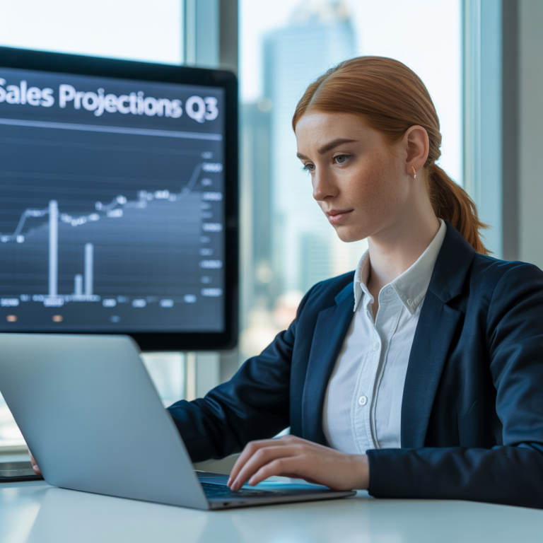 Business owner analyzing SEO performance data on a computer screen.