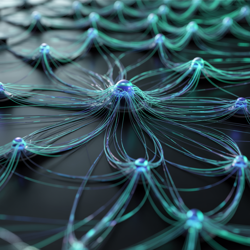 Digital network visualization representing edge computing and SEO data flow