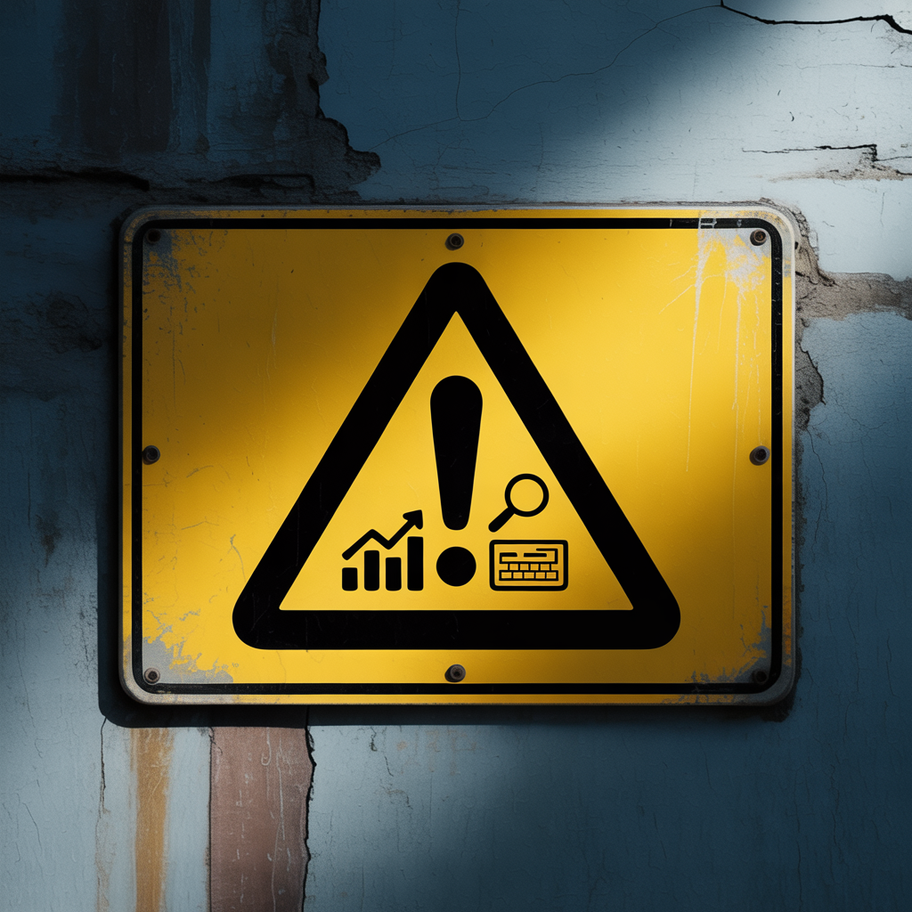 Warning symbol representing the risks and limitations of AI in SEO A/B testing.