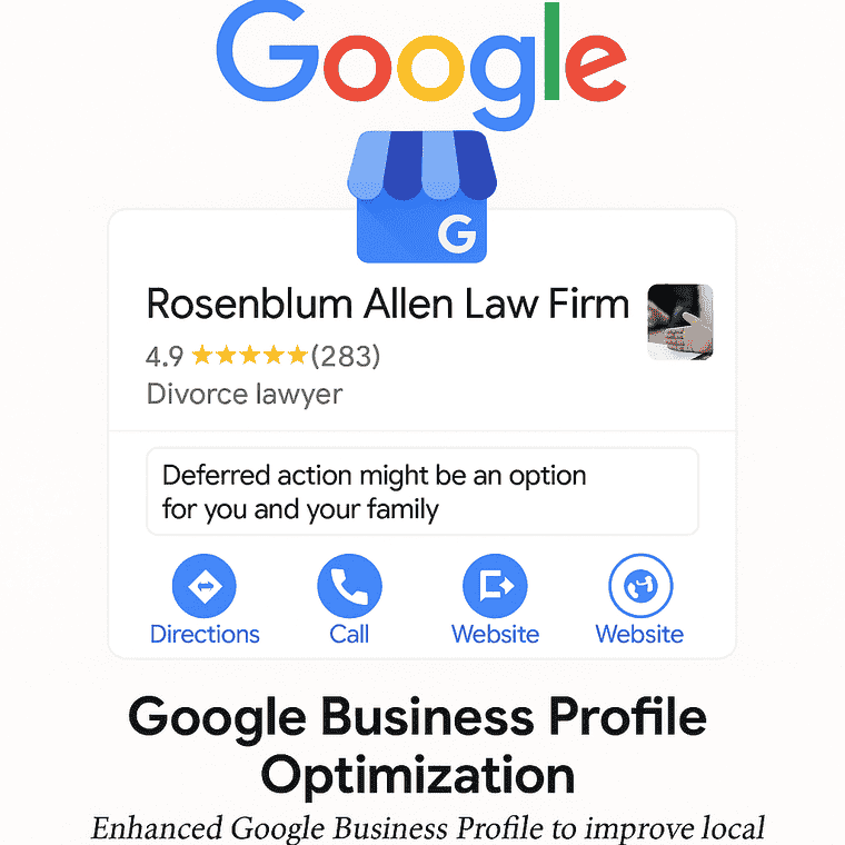 Optimized Google Business Profile for Rosenblum Allen Law Firm with 4.9-star rating and clear local call-to-actions