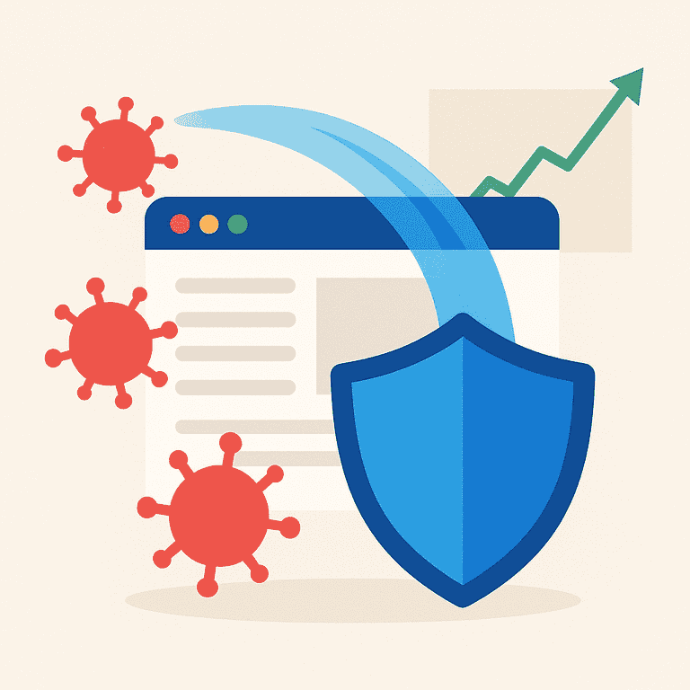 Illustration of malware being removed from a browser window